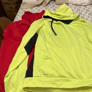 Men’s Nike hoodie bundle one red hoodie & one lime yellow hoodie both size XL